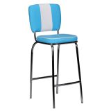 Bistrostuhl im Retro Design, Farbe: Blau / Weiß / Chrome, mit Gestell aus Metall