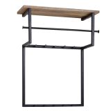 Wandgarderobe, Farbe: Mango / Schwarz, teilmassiv - Abmessungen: 76 x 60 x 26 cm (H x B x T)