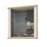 Spiegel Sili 05, Farbe: Eiche Braun / Creme Hochglanz - Abmessungen: 65 x 80 x 7 cm (H x B x T)