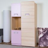 Jugendzimmer - Highboard Dennis 05, Farbe: Esche Lila - Abmessungen: 144 x 80 x 40 cm (H x B x T)