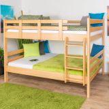 Stockbett 140 x 190 cm für Erwachsene "Easy Premium Line" K24/n, Kopf- und Fußteil gerade, Buche Massivholz Natur lackiert, teilbar