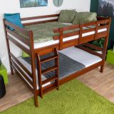 Etagenbett / Stockbett 140 x 200 cm "Easy Premium Line" K24/n, Kopf- und Fußteil gerade, Buche Massivholz Dunkelbraun lackiert, teilbar