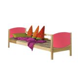 Kinderbett / Jugendbett Milo 30, Farbe: Natur / Rosa Herz, teilmassiv - Liegefläche: 80 x 190 cm (B x L)