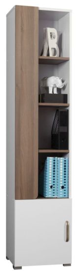 Schrank Bulolo 07, Farbe: Weiß / Nuss - Abmessungen: 198 x 45 x 38 cm (H x B x T)