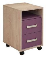 Kinderzimmer - Rollcontainer Koa 10, Farbe: Eiche / Violett - Abmessungen: 64 x 40 x 42 cm (H x B x T)