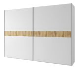 Schiebetürenschrank / Kleiderschrank Agrinio, Farbe: Weiß / Eiche - Abmessungen: 215 x 300 x 65 cm (H x B x T)