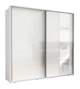 Schiebetürenschrank / Kleiderschrank Sparta, Farbe: Weiß - Abmessungen: 213 x 224 x 61 cm (H x B x T)