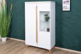 Vitrine Amanto 5, Farbe: Weiß / Esche - Abmessungen: 151 x 90 x 40 cm (H x B x T)