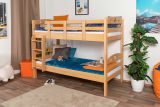 Kinder- Etagenbett / Stockbett "Easy Premium Line" K19/n, Kopf- und Fußteil mit Löchern, Buche Vollholz massiv Natur - 90 x 190 cm (B x L), teilbar