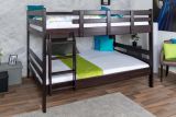 Etagenbett / Stockbett 160 x 200 cm "Easy Premium Line" K24/n, Kopf- und Fußteil gerade, Buche Massivholz Schokobraun lackiert, teilbar