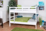 Stockbett 140 x 200 cm für Erwachsene "Easy Premium Line" K24/n, Kopf- und Fußteil gerade, Buche Massivholz weiß lackiert, teilbar