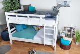 Etagenbett / Stockbett 160 x 200 cm "Easy Premium Line" K24/n, Kopf- und Fußteil gerade, Buche Massivholz weiß lackiert, teilbar