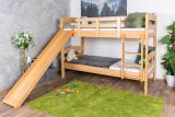 Etagenbett mit Rutsche 90 x 200 cm, Buche Massivholz Natur lackiert, teilbar in zwei Einzelbetten, "Easy Premium Line" K26/n