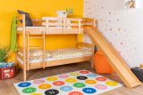 Etagenbett / Kinderbett / Stockbett mit Rutsche, 80 x 190 cm, Buche Massivholz Natur lackiert, teilbar in zwei Einzelbetten, "Easy Premium Line" K27/n