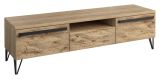 TV-Unterschrank Buzet 09, Farbe: Eiche / Schwarz, teilmassiv - Abmessungen: 49 x 174 x 50 cm (H x B x T)