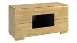 TV-Schrank "Lipik" 10, Farbe: Eiche / Schwarz, teilmassiv - Abmessungen: 62 x 122 x 50 cm (H x B x T)