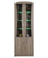 Vitrine "Kontich" 01, Farbe: Eiche Trüffel - Abmessungen: 212 x 75 x 35 cm (H x B x T)