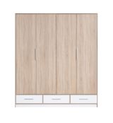 Drehtürenschrank / Kleiderschrank Beerzel 01, Farbe: Eiche / Weiß - Abmessungen: 230 x 204 x 60 cm (H x B x T)