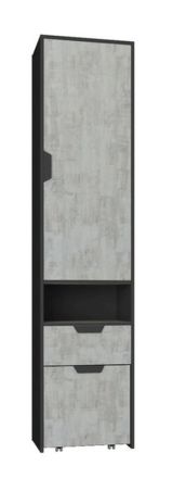 Jugendzimmer Schrank Sprimont 03, Farbe: Dunkelgrau / Grau - Abmessungen: 195 x 45 x 40 cm (H x B x T)