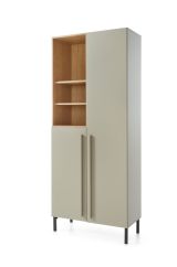 Eleganter Schrank Authie 03, Mintgrün / Eiche dunkel, 195 x 80 x 40 cm, mit 9 Fächern, ABS-Kanten, exakte Konstruktion, robust und langlebig