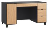 Schreibtisch Leoncho 28, Farbe: Schwarz / Eiche - Abmessungen: 78 x 140 x 67 cm (H x B x T)