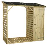 Kaminholzunterstand mit Schrank - Abmessungen: 220 x 100 x 215 cm (L x B x H)