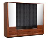 Kleiderschrank / Drehtürenschrank "Lopar" 38, Farbe: Nuss / Schwarz, teilmassiv - Abmessungen: 196 x 242 x 63 cm (H x B x T)