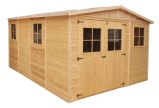 Blockbohlen Gartenhaus Genf mit Satteldach - L: 400 cm x B: 300 cm - inkl. Dachpappe