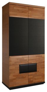 Drehtürenschrank / Kleiderschrank "Postira" 36, Farbe: Walnuss / Schwarz, teilmassiv - Abmessungen: 210 x 102 x 62 cm (H x B x T)